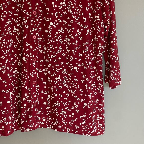Woolovers Irregular Spot Red Jersey Print 3/4 Sleeve Shirt Size Medium Classic - Picture 7 of 16